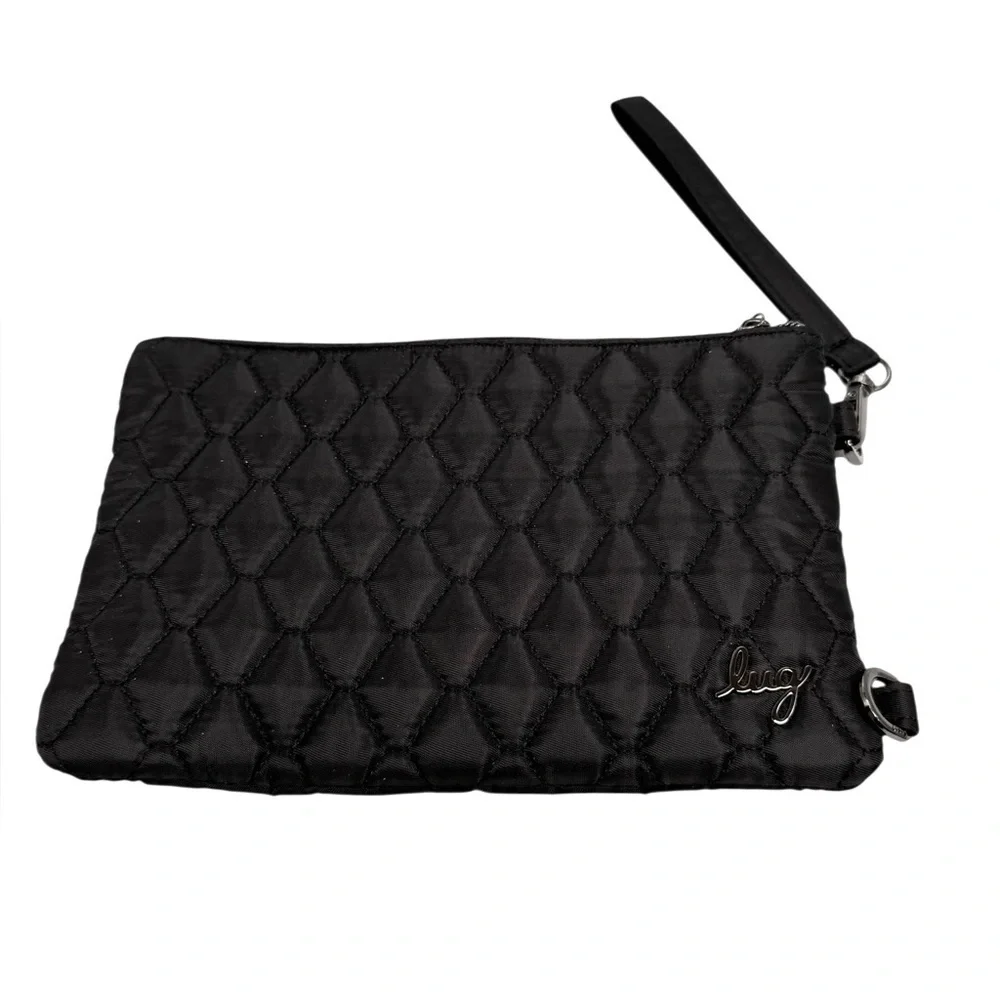 Lug peekaboo nylon Quilted Black Wristlet Clutch travel, organize